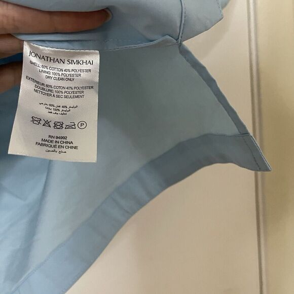 NWOT JONATHAN SIMKHAI Waverly Cotton Poplin Wrap Blouse Blue size medium - Picture 7 of 8